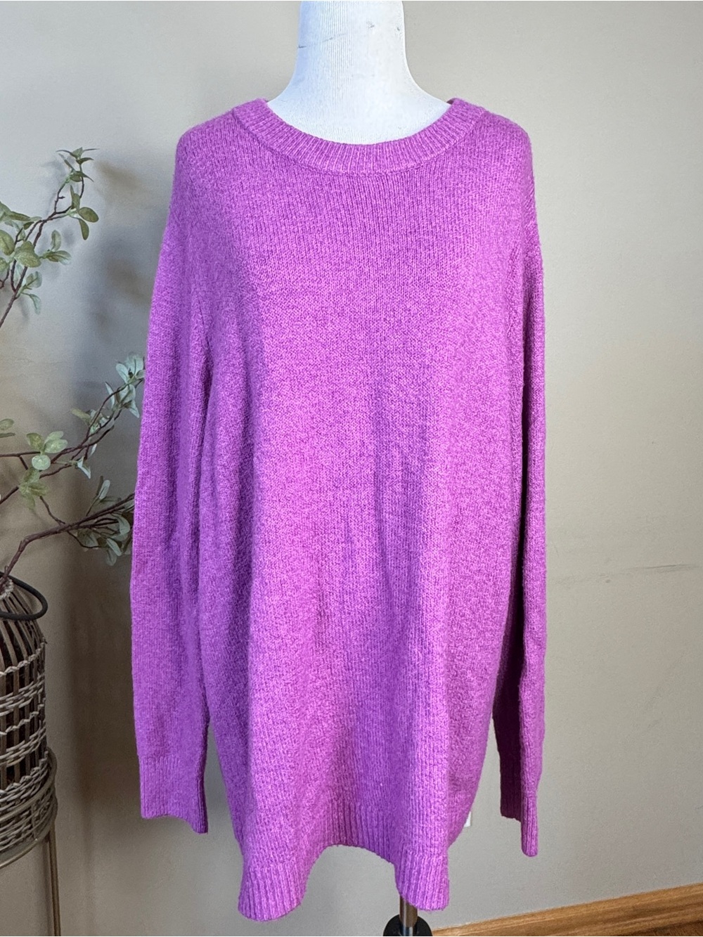 Ava & Viv Women's Pullover Sweater sz 2X Purple Long Sleaves Crew Neck Soft